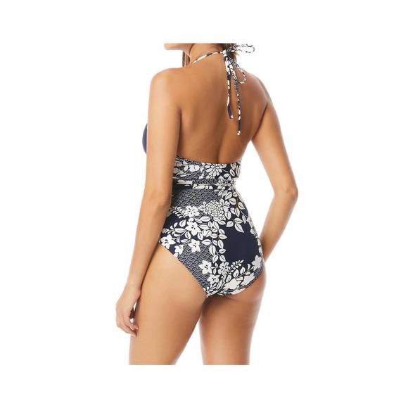 NEW VINCE zen garden v-neck wrap one piece in deep sea - Picture 2 of 2